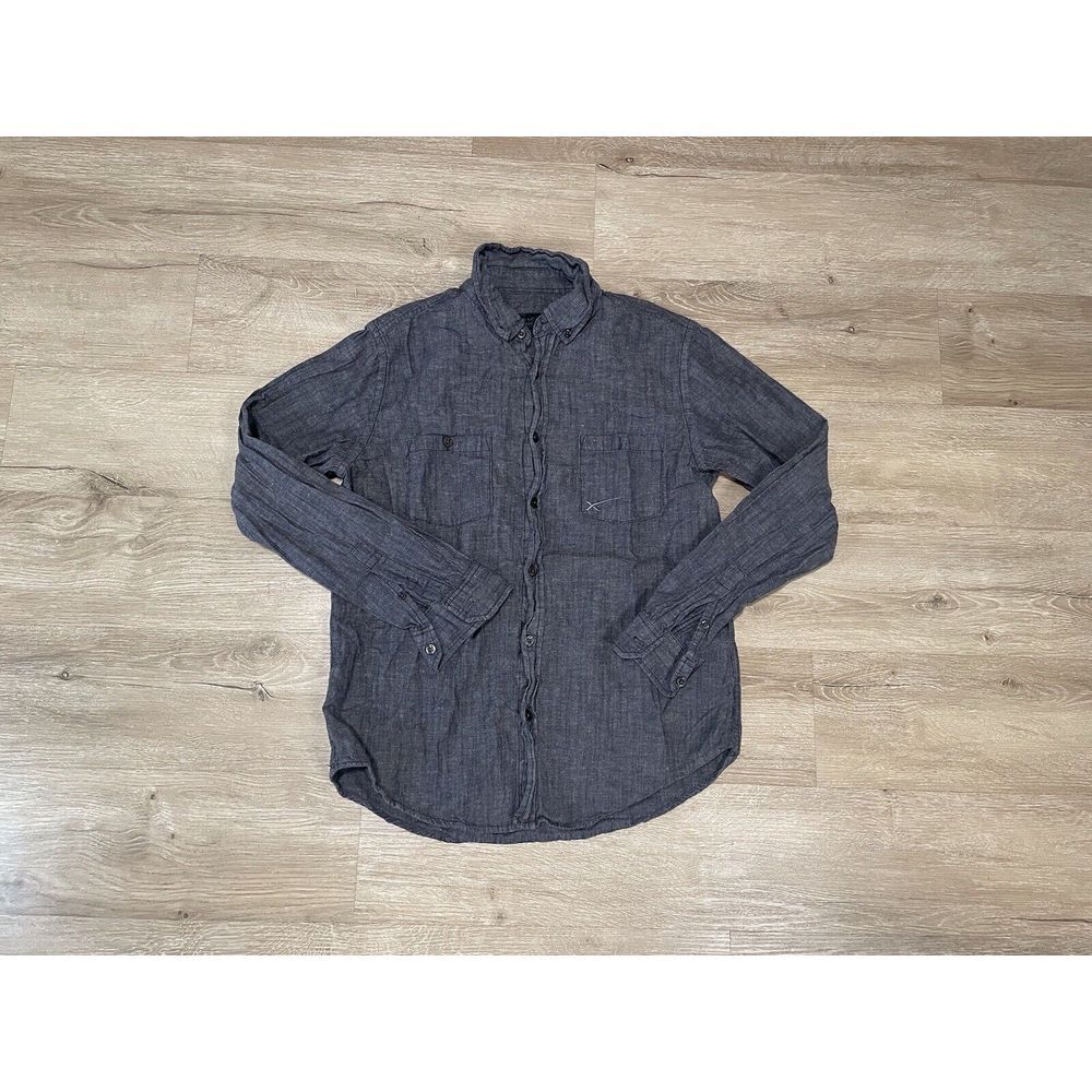 Men's Space X Gray Sz S Small Button Front Button Down Long Sleeved Shirt